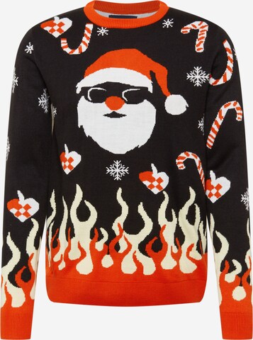 Pullover 'X-MAS BURNING SANTA' di Denim Project in nero: frontale