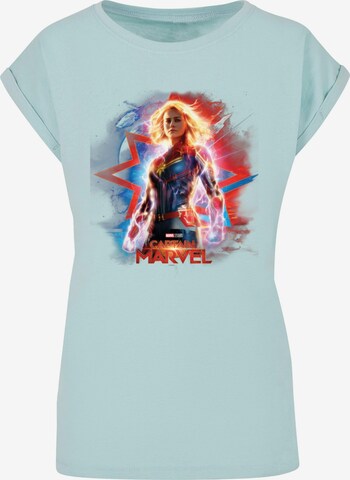 ABSOLUTE CULT Shirt 'Captain Marvel - Poster' in Blue: front