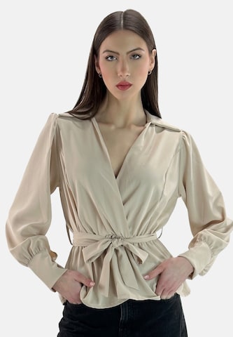 Elara Bluse in Beige: Vorderseite