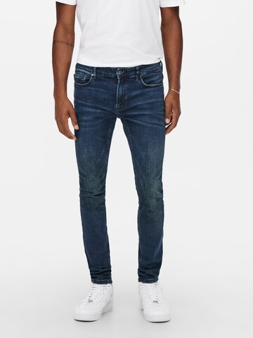 Only & Sons Skinny Jeans 'Warp' in Blue: front