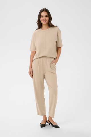 Kaffe Tapered Bukser med lægfolder 'KAAnnie' i beige