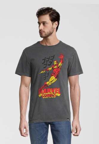 Recovered Shirt 'Marvel Comics Iron Man' in Grijs: voorkant