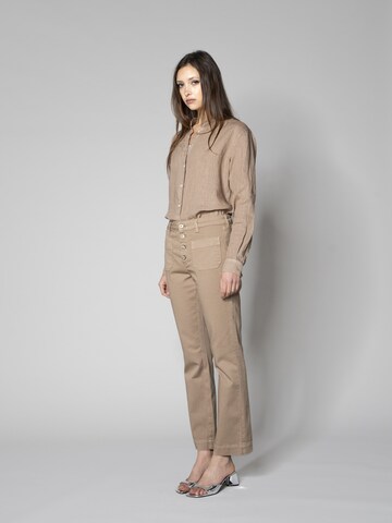 Wide Leg Jean Re_HasH en beige : devant