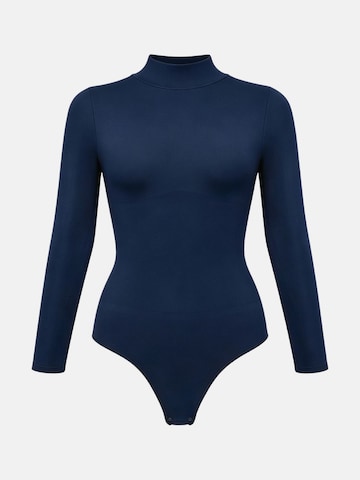 cfab - Body moldeador 'Clean Longsleeve Turtleneck Sculpting Bodysuit with String' en azul: frente