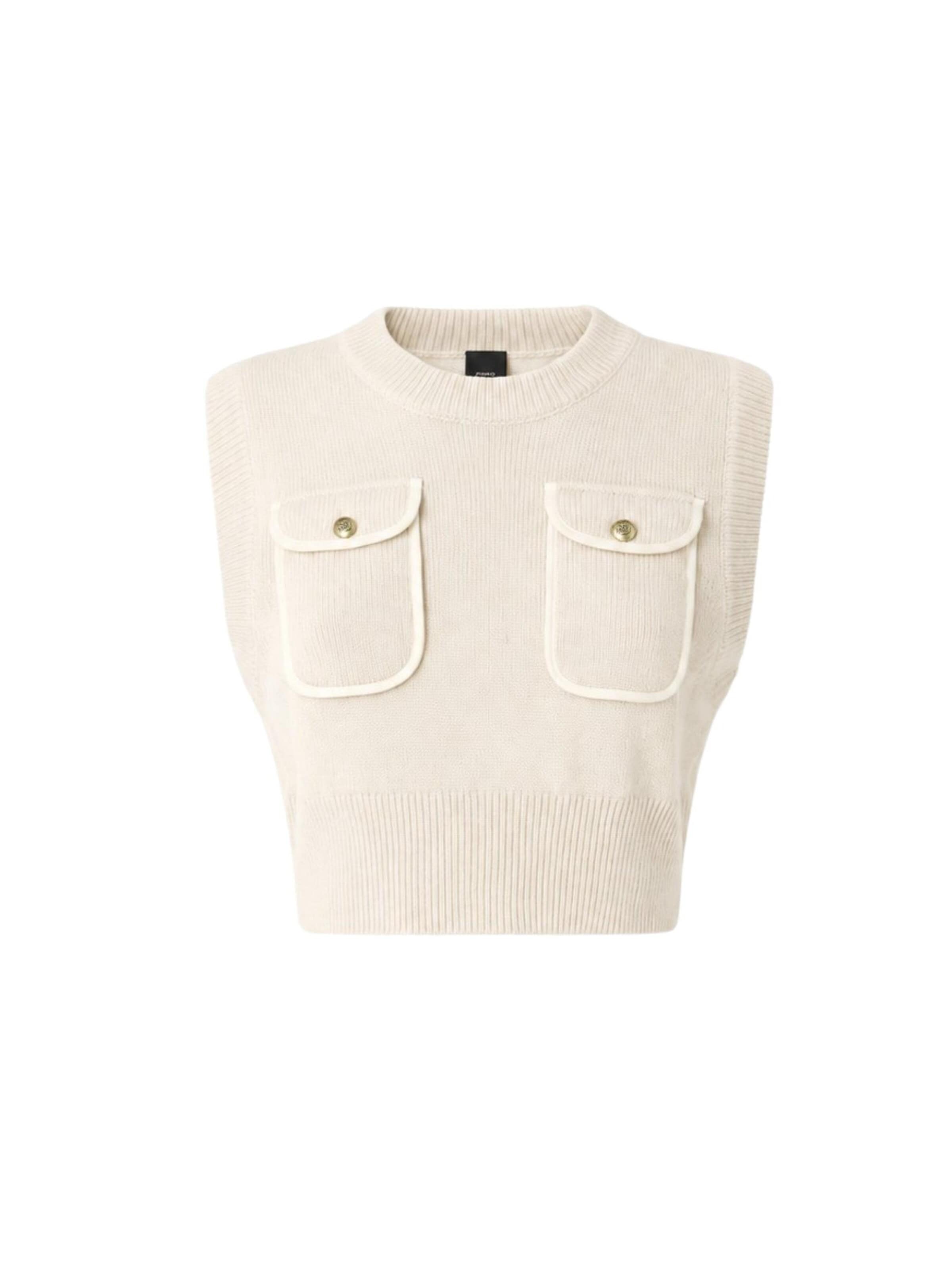 PINKO - Jersey 'PINKO BELATO GILET BLEND WOOL CON DETTAGLI Maglieria' en blanco: frente