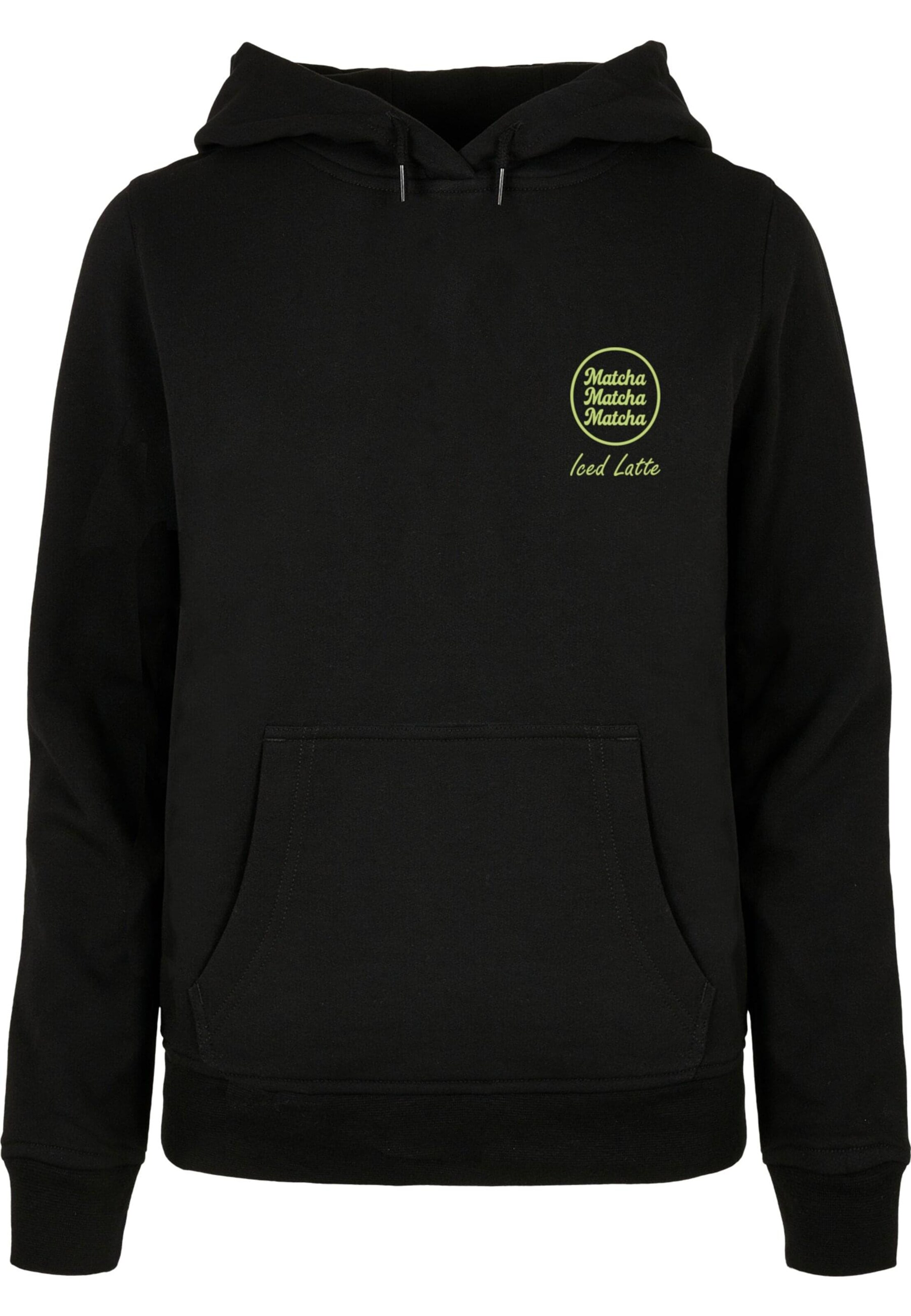 Merchcode Sweatshirt 'Iced Matcha Latte' in Schwarz: Vorderseite