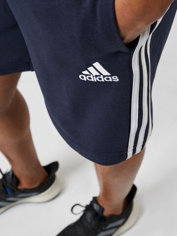ADIDAS SPORTSWEAR Regular Workout Pants 'Essentials French Terry 3-Stripes' in Blue