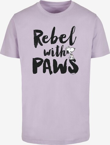 Merchcode Shirt 'Peanuts - Rebel With Paws' in Purple: front