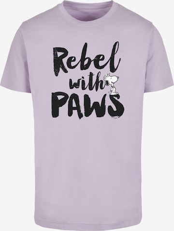 T-Shirt 'Peanuts - Rebel With Paws' Merchcode en violet : devant