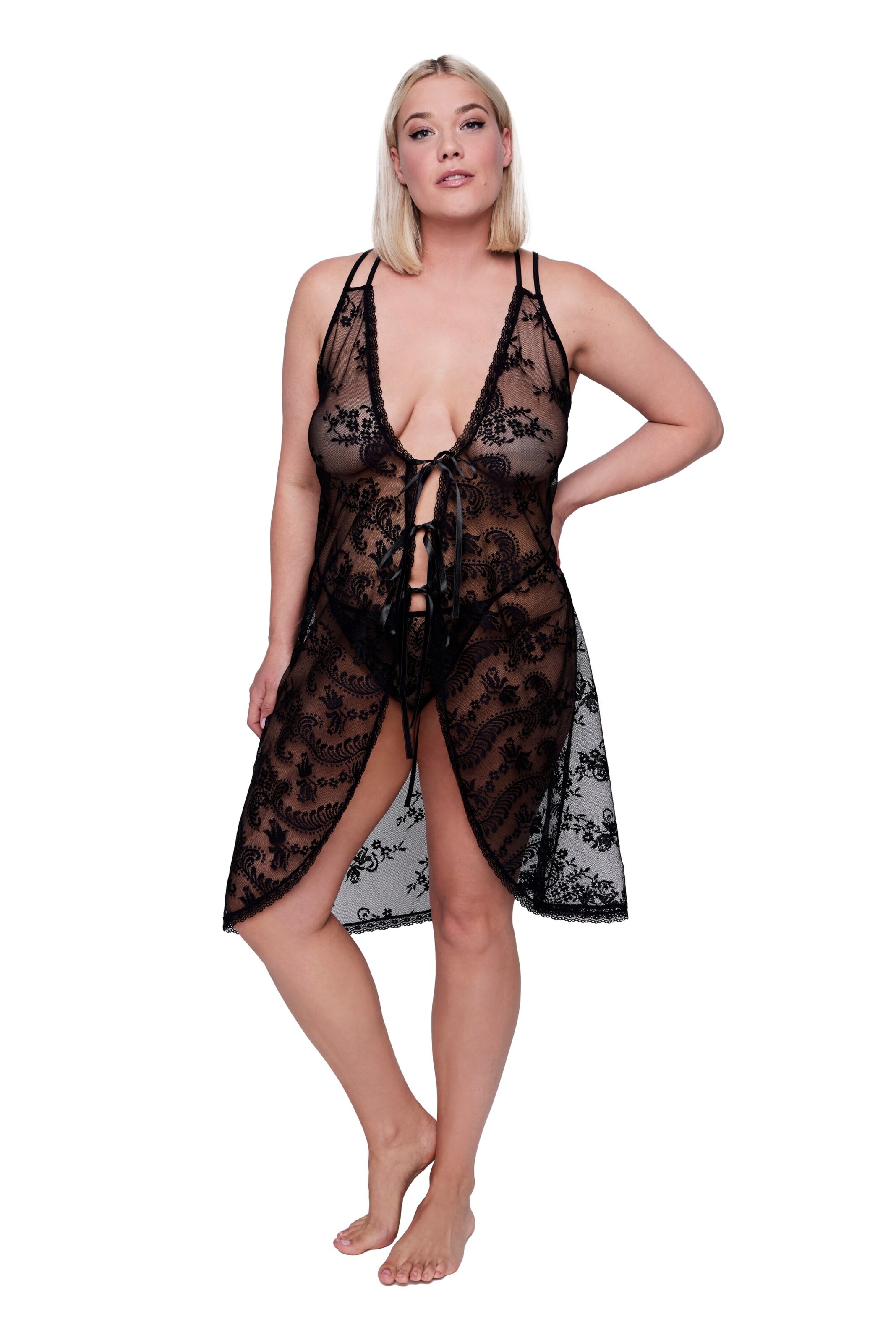 Ulla Popken Negligé in Zwart: voorkant