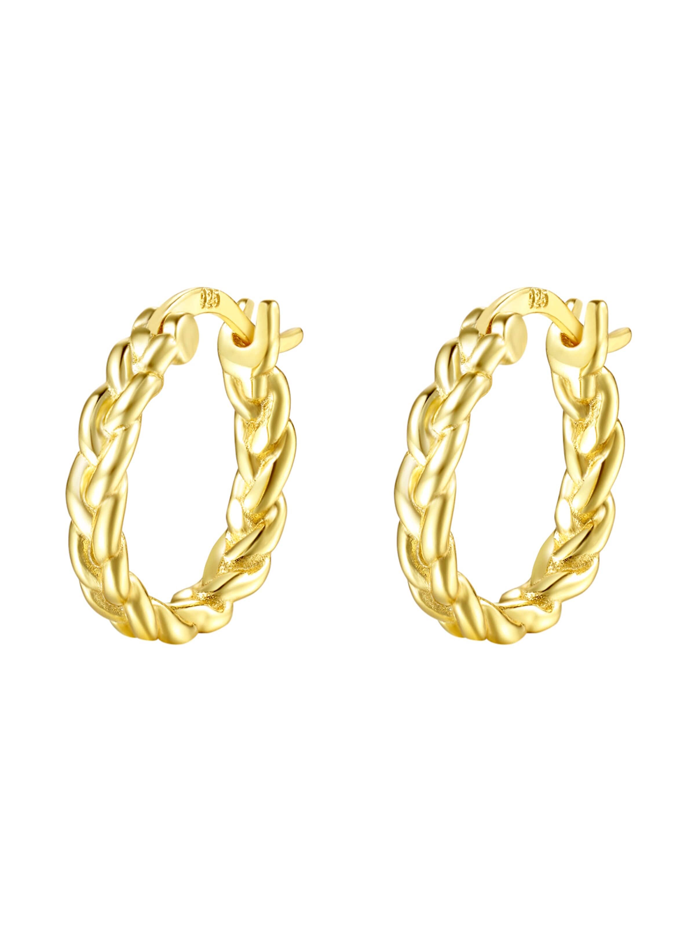 Boucles d'oreilles 'Braided' Hey Happiness en or : devant