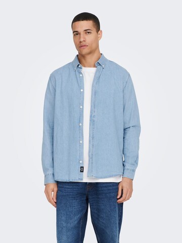 Only & Sons Regular Fit Hemd 'Day' in Blau: Vorderseite