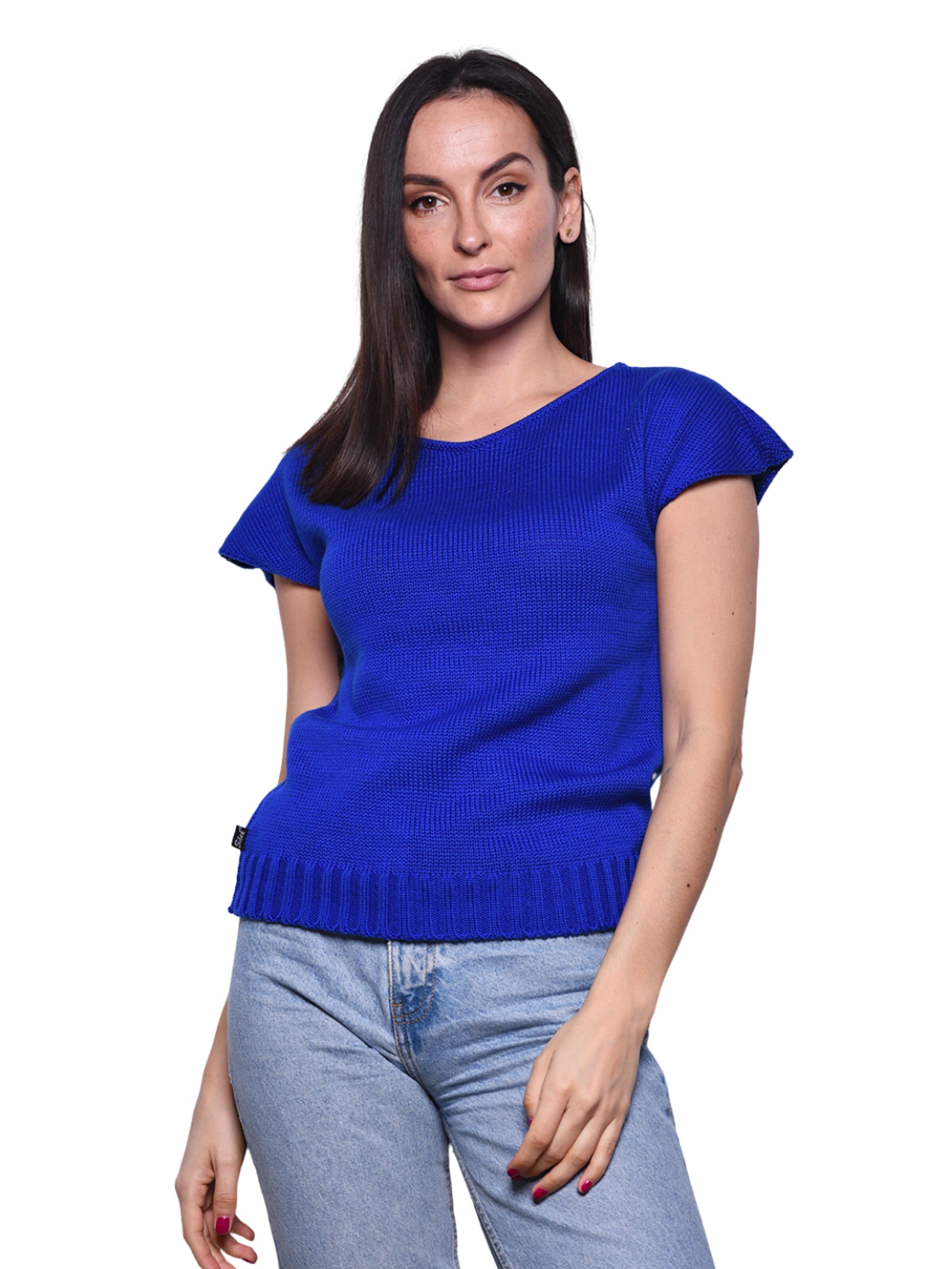 Süel knitwear - Top de punto 'Carlos' en azul: frente