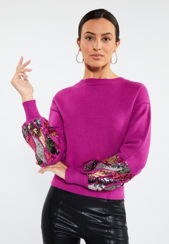 Pullover di faina in rosa: frontale