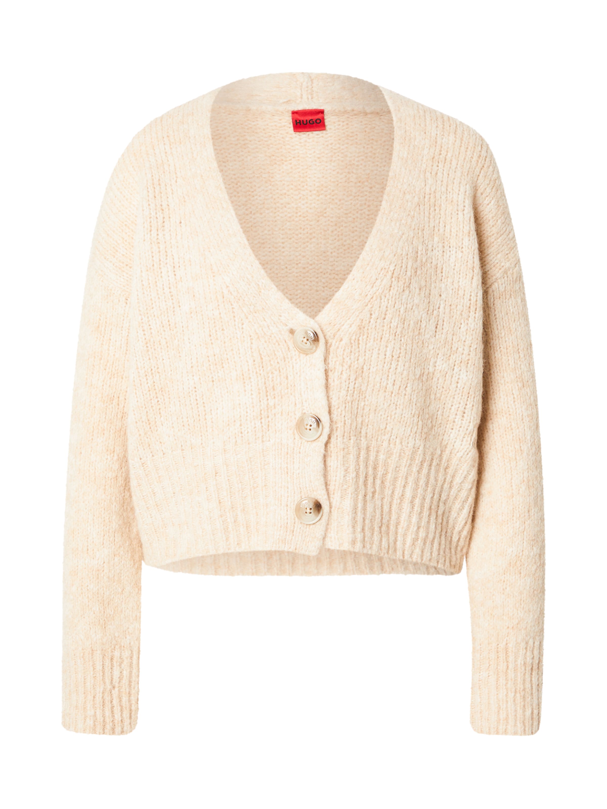 HUGO Knit Cardigan 'Sebania' in Beige: front