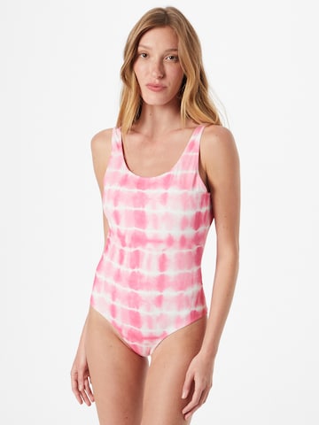 Monki Bralette Swimsuit in Pink: front