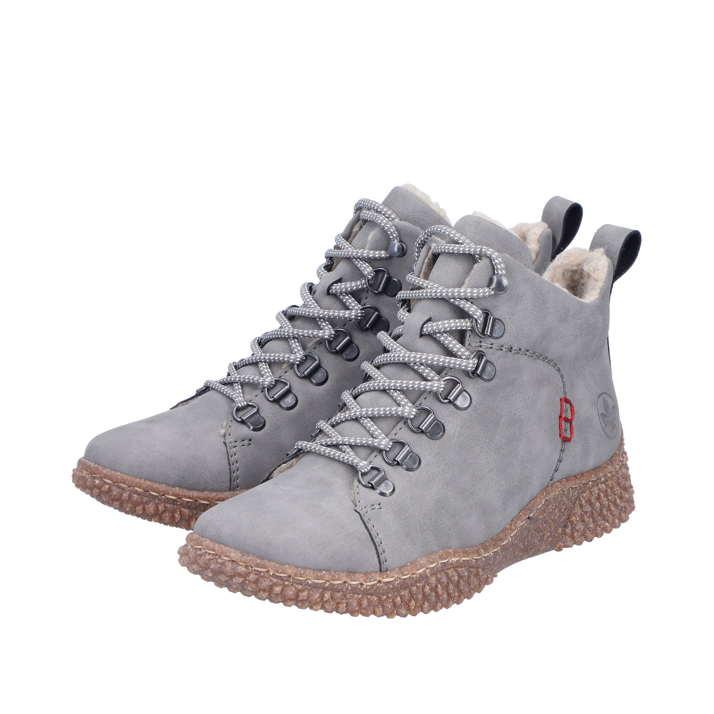 Rieker Lace-Up Ankle Boots in Grey