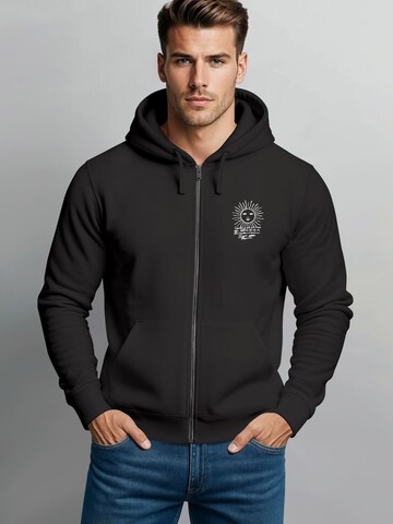 Neverless Zip-Up Hoodie 'Compass' in Black