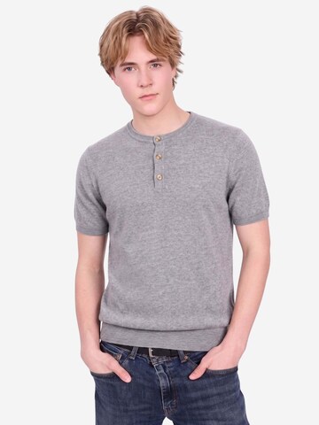 BELLEMERE NEW YORK Shirt 'Slim-Fit Henley-Hemd aus Baumwolle und Kaschmir' in Grey