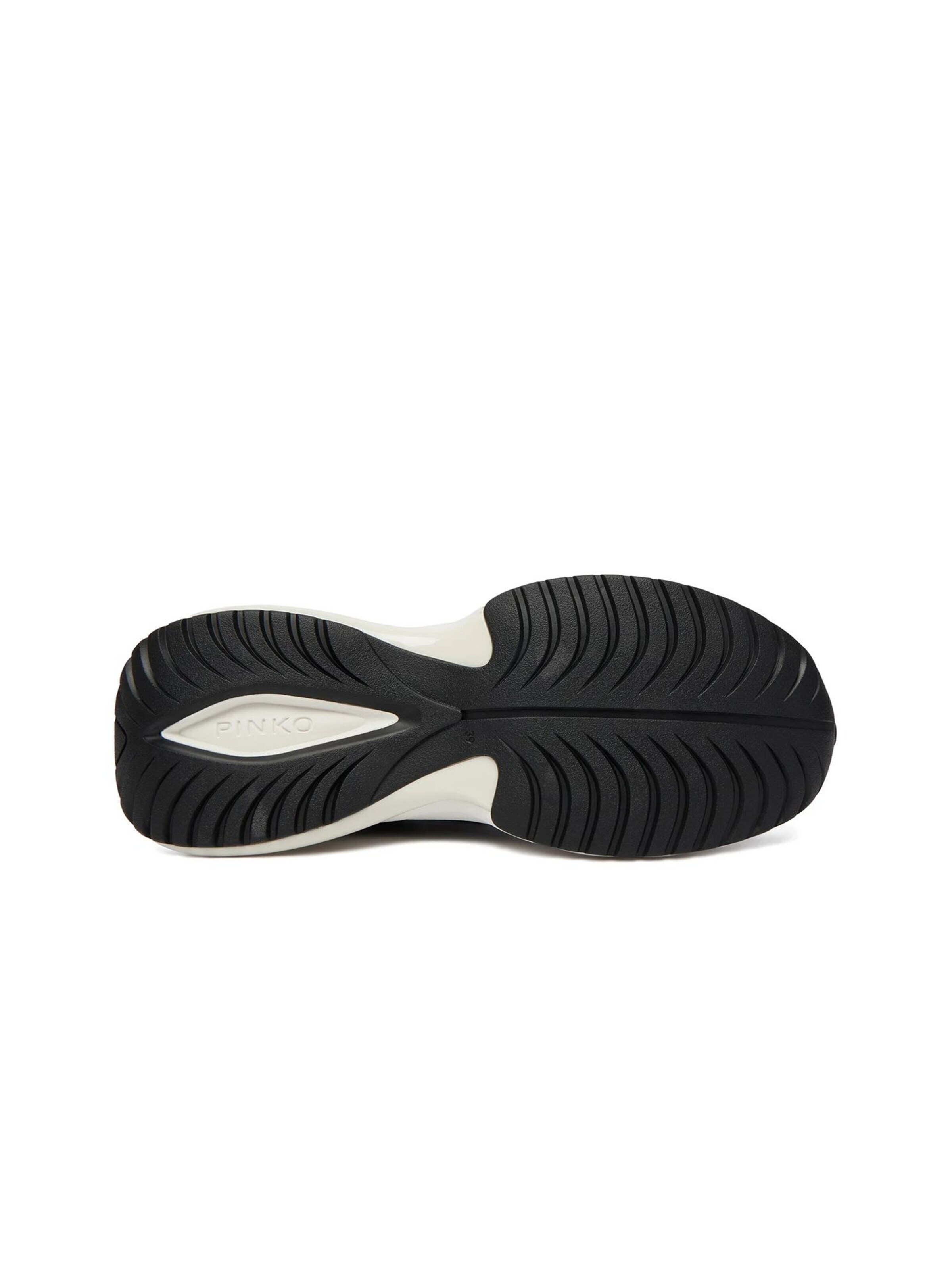 PINKO Sneakers laag 'Ariel 19 - Sneaker Calf Leather/Patent/Monogram Net' in Zwart