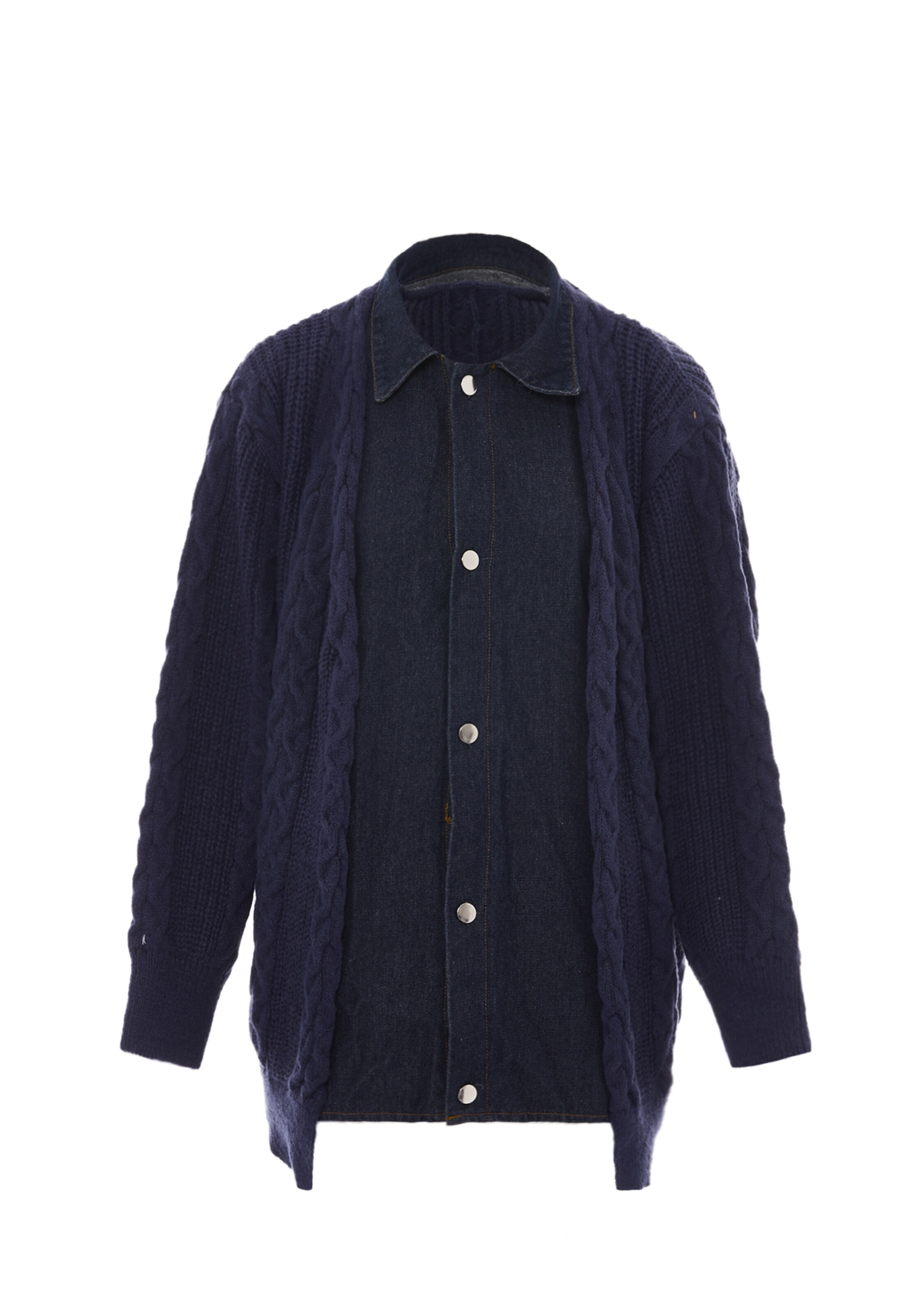 SANIKA - Casaco de malha em azul: frente