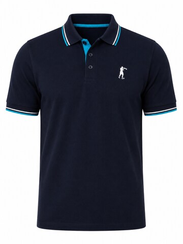 Boxeur des Rues Shirt 'Men's Polo Shirt Boxeur des Rues Pique Cotton, Dark Navy, Turquoise Stripes'‌‌‌ in Blau: Vorderseite