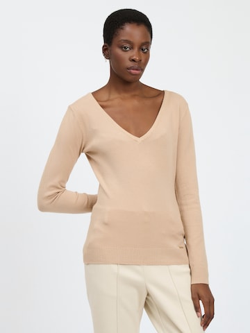 Pull-over Influencer en beige : devant