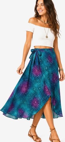 Sophia Pirrera Rok 'Batik Print Wrap Midi Skirt' in Groen: voorkant
