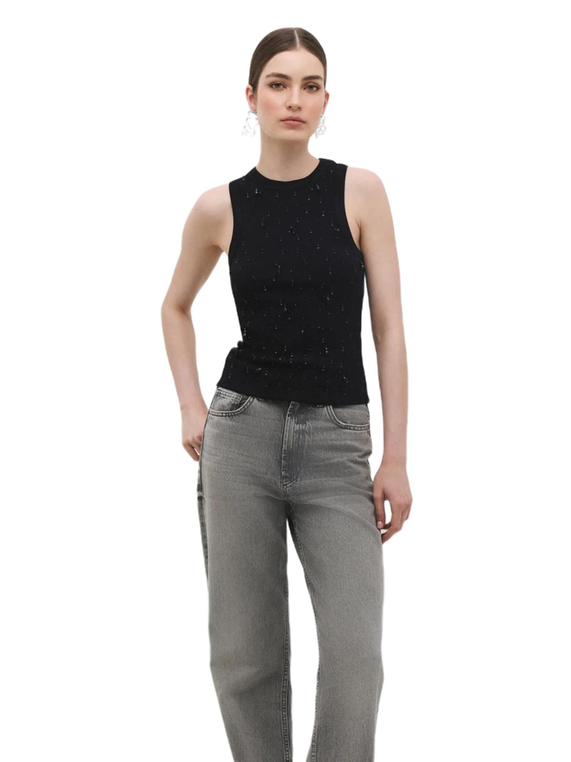 No Matter What Top in Schwarz: Vorderseite