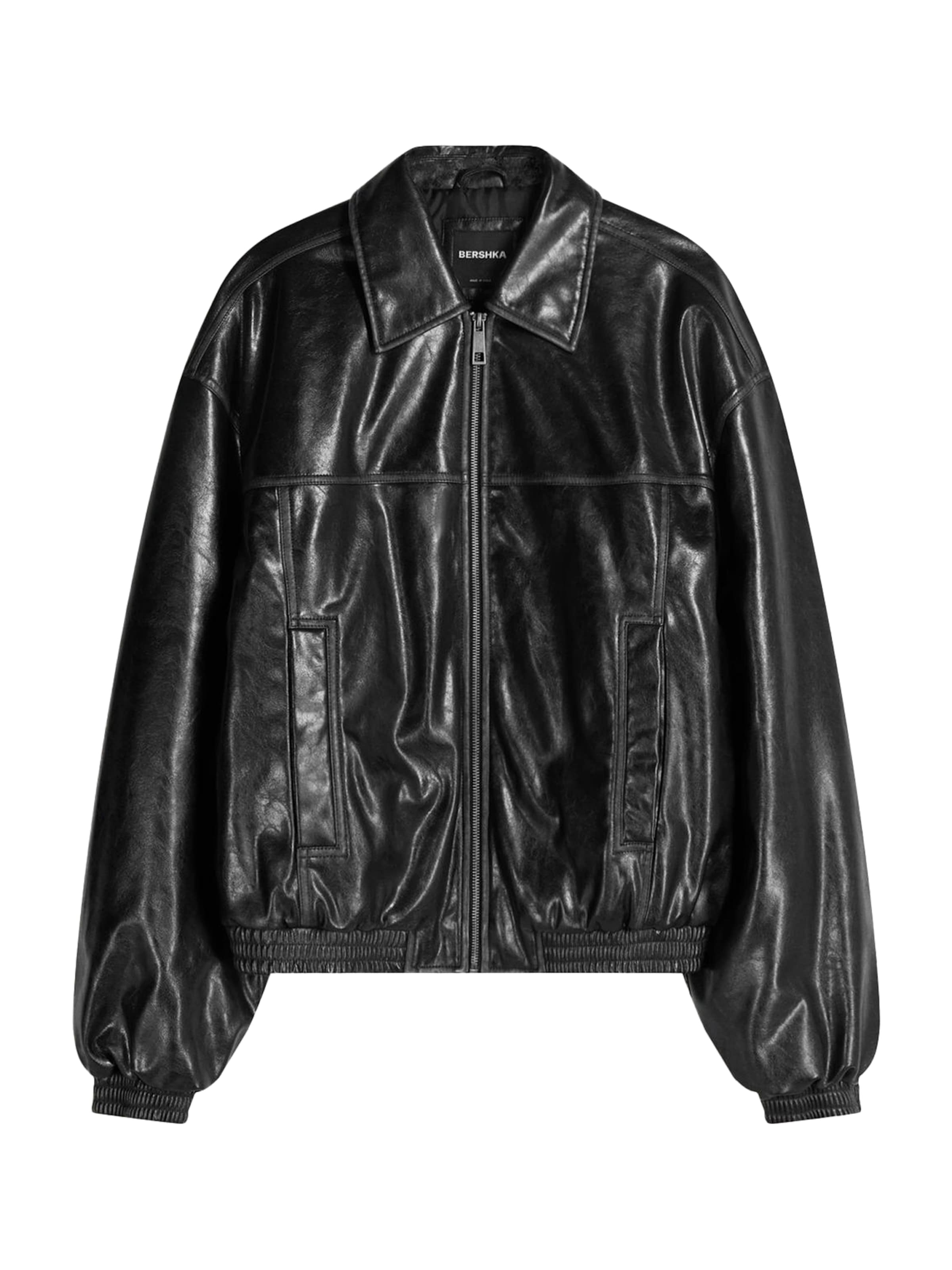 Wide Leg Veste mi-saison Bershka en noir : devant