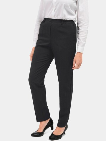 Goldner Regular Pleated Pants 'MARTHA' in Black: front