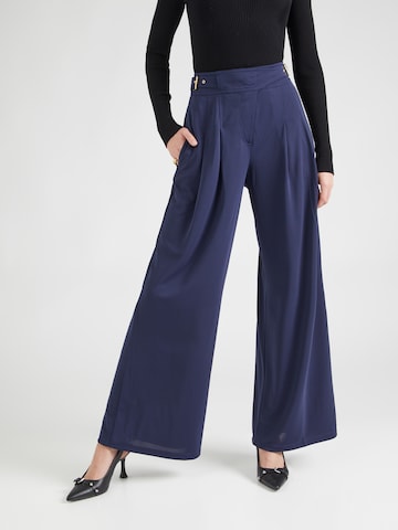 Lauren Ralph Lauren Wide leg Παντελόνι πλισέ σε μπλε: μπροστά