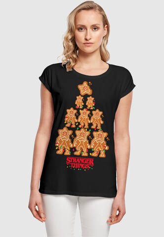 ABSOLUTE CULT Shirt 'Stranger Things - Gingerbread' in Zwart: voorkant