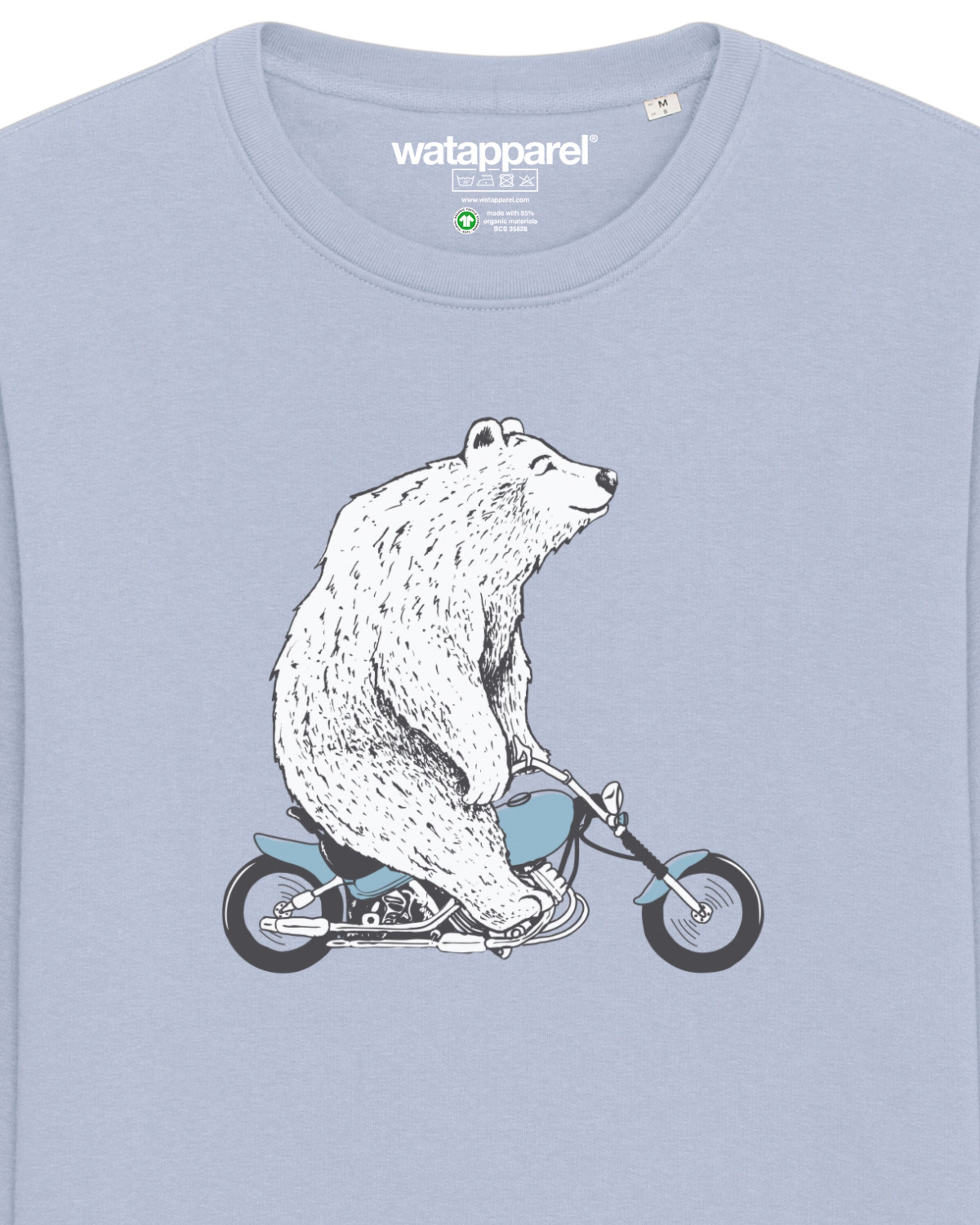 Watapparel Sweatshirt ' Bär auf Bike ' in Blauw