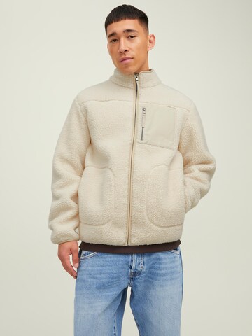 JACK & JONES Fleece jas 'Park' in Beige: voorkant