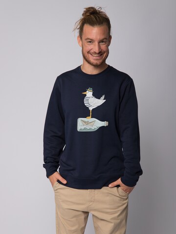 Felpa ' Möwe mit Hut ' di Watapparel in blu: frontale