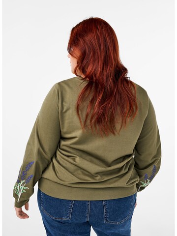 Zizzi Sweatshirt 'ESALVIA' i grøn