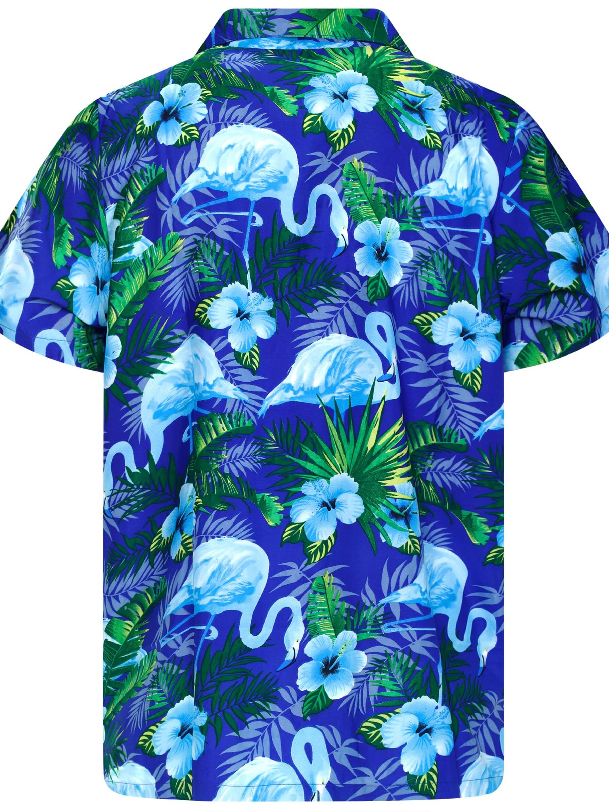 Maglietta 'Flamingo Flowers' di King Kameha in blu