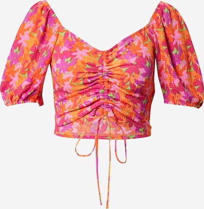 Gina Tricot Blus 'Channa' i ljusgrön / orange / fuchsia / rosa, Produktvy