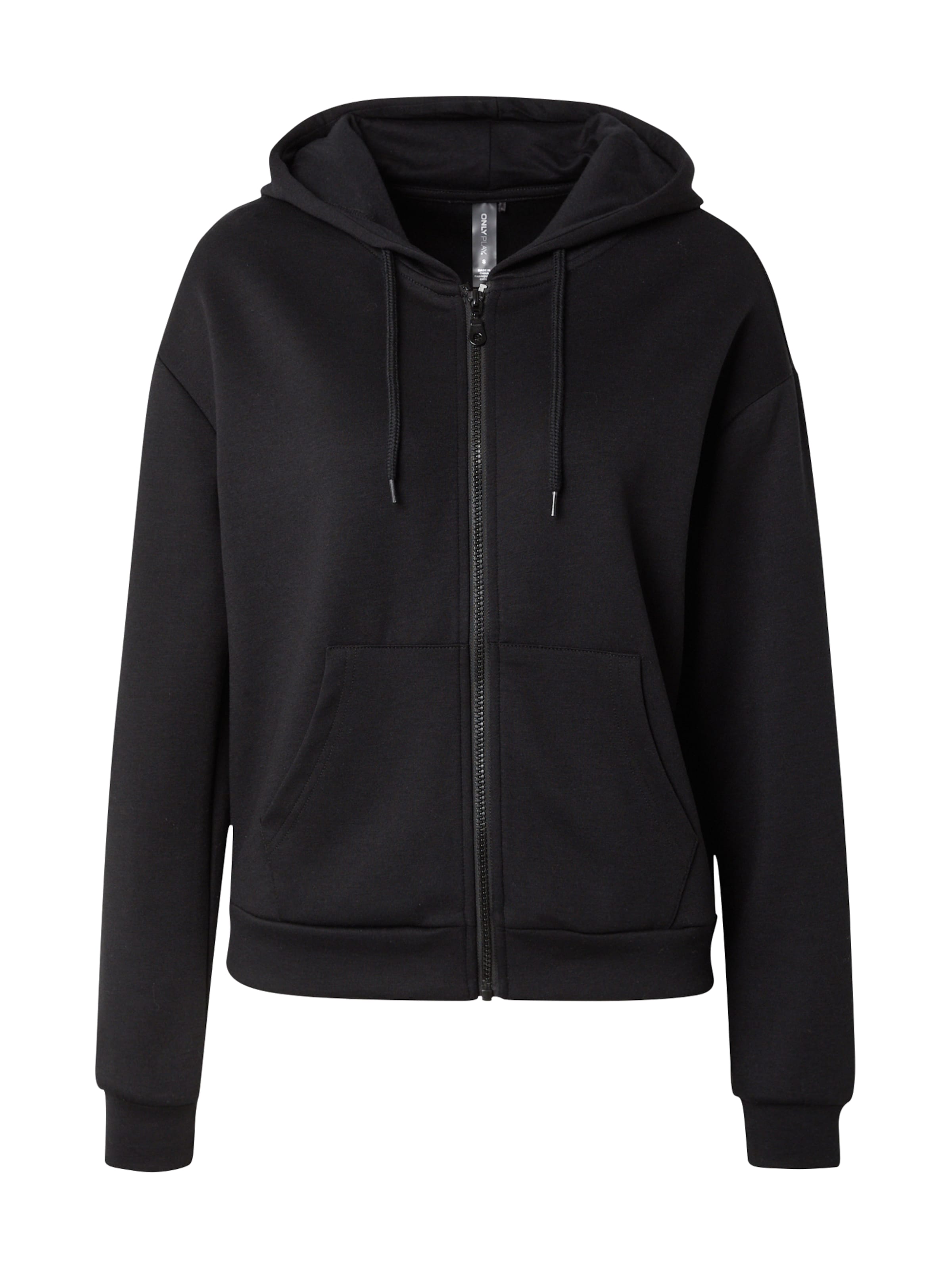 ONLY PLAY Athletic Zip-Up Hoodie in Black: front