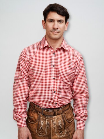 Hofglanz Regular Fit Trachtenhemd in Rot: Vorderseite