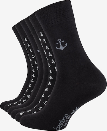 Chaussettes 'Bambus' Clark Crown en noir : devant