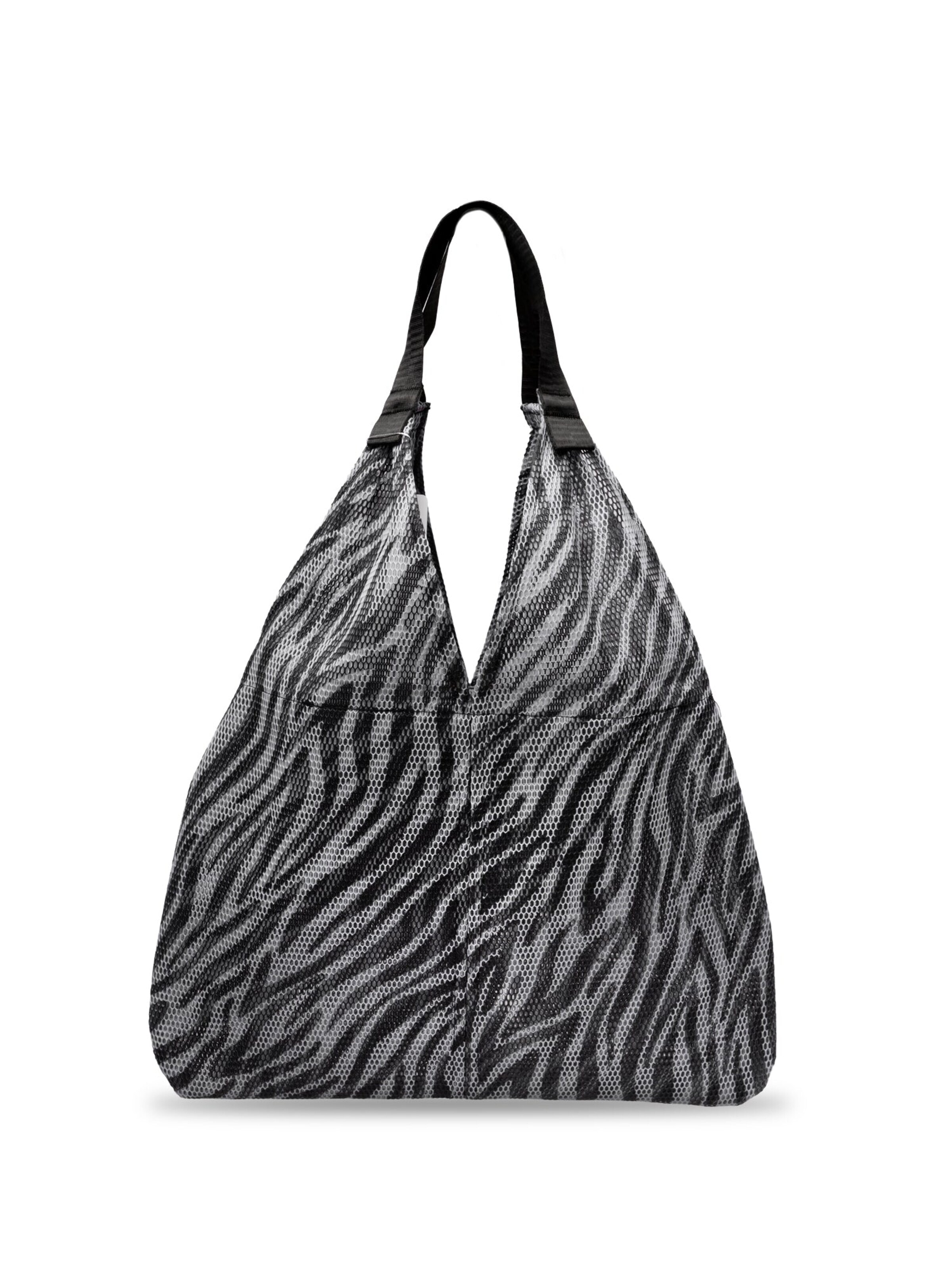 grippyglow Handbag 'grippyglow Mesh Bag im Zebra Print' in Grey: front