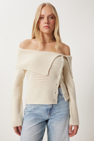 Happiness İstanbul Strickjacke in Beige: Vorderseite