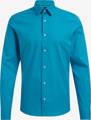 WE Fashion Button Up Shirt in Blue: front