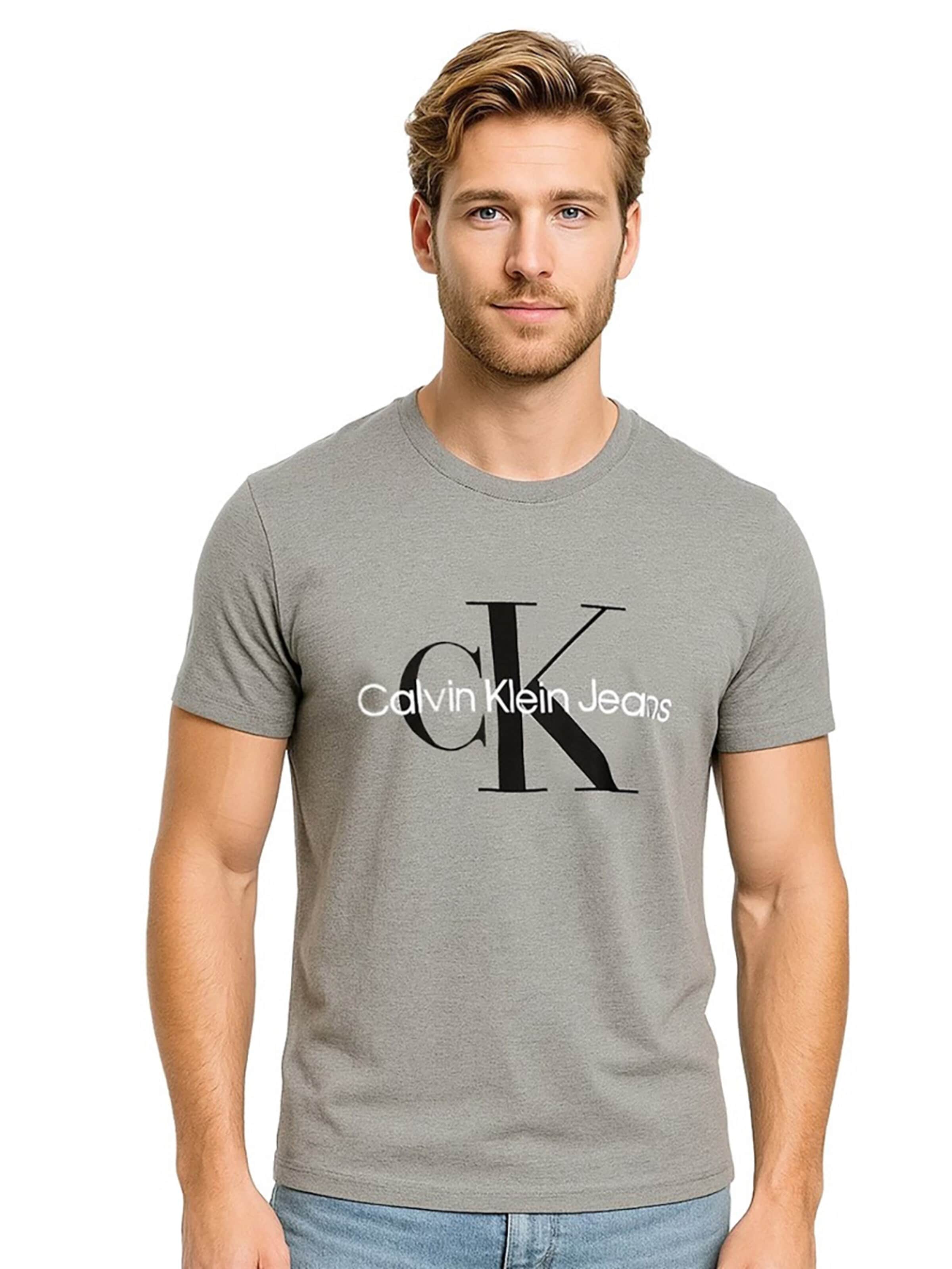 T-Shirt 'T-shirt Calvin Klein Jeans Homme Gris Monologo' Calvin Klein en gris : devant