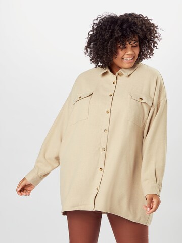 Noisy May Curve Between-Season Jacket in Beige: front