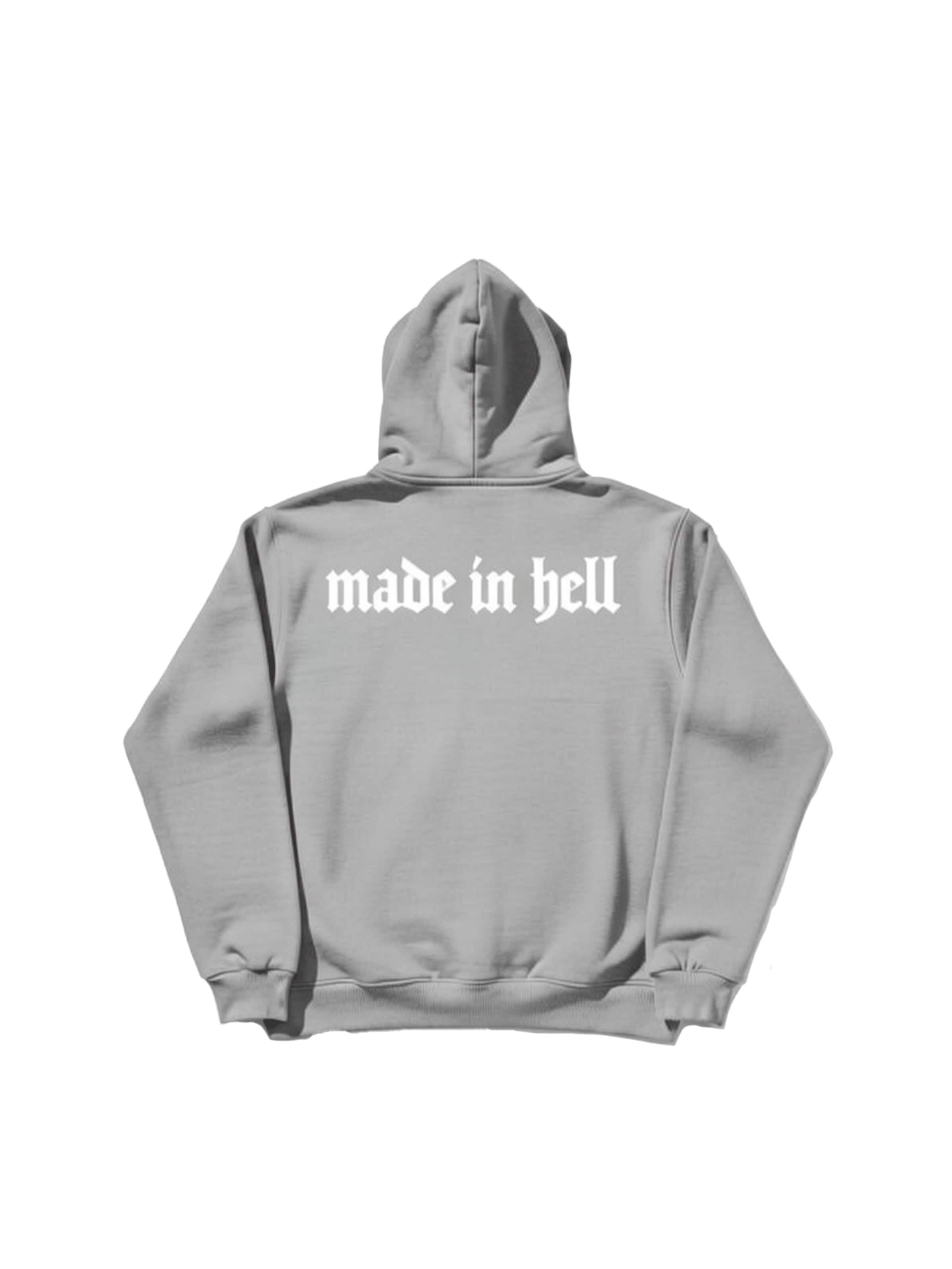 Kleidermafia Sweatshirt 'Oversize Made in Hell Hoodie - Anthracite' i grå: framsida