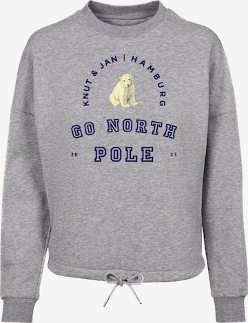 F4NT4STIC Sweatshirt 'Eisbär Knut & Jan Hamburg' in Grey: front