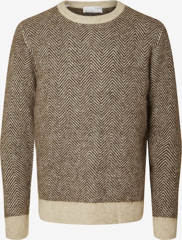 SELECTED HOMME Sweater 'Rai' in Brown: front